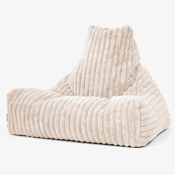 Puff Pera 'Relajarse' - Pana de Felpa Ultra Crema 01