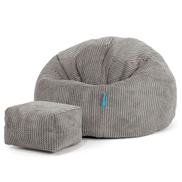 Puff Redondo Infantil 1-5 años - Pompón Carbón Gris 02