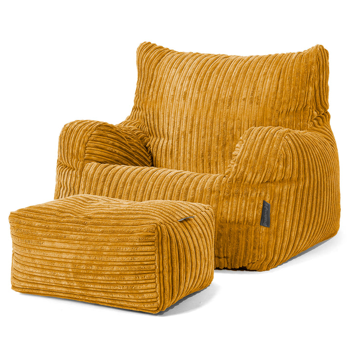 Puff Sillón Josephine - Pana Clásica Miel Dorada 02