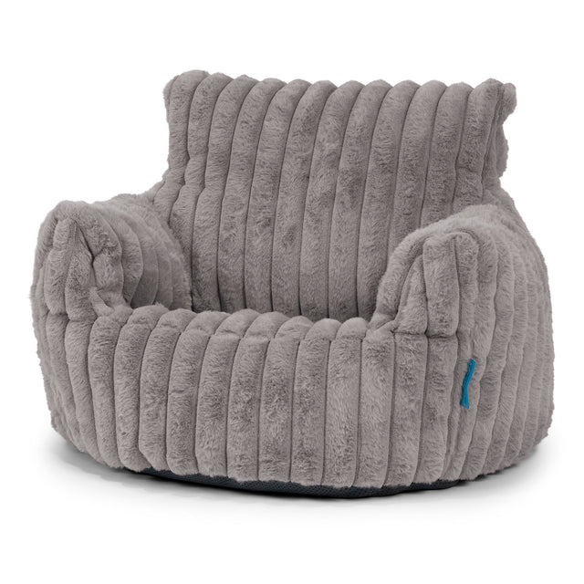 Puff Sillón para niños 1-3 años - Pana de Felpa Ultra Gris 01