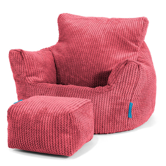 Puff Sillón para niños 1-3 años - Pompón Rojo pastel 02
