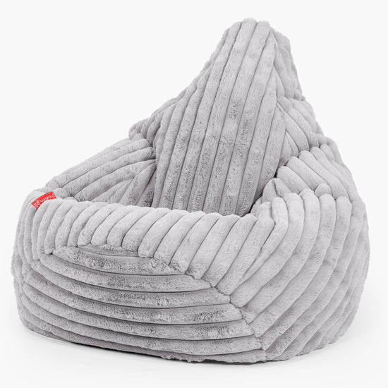 Silla De Juego Puf - Pana de Felpa Ultra Gris 02