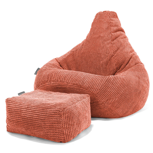 Silla De Juego Puf - Pana efecto Waffle Naranja Calabaza 01