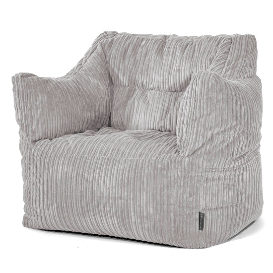 Sillón Puff Victor - Pana Clásica Gris Plata 01