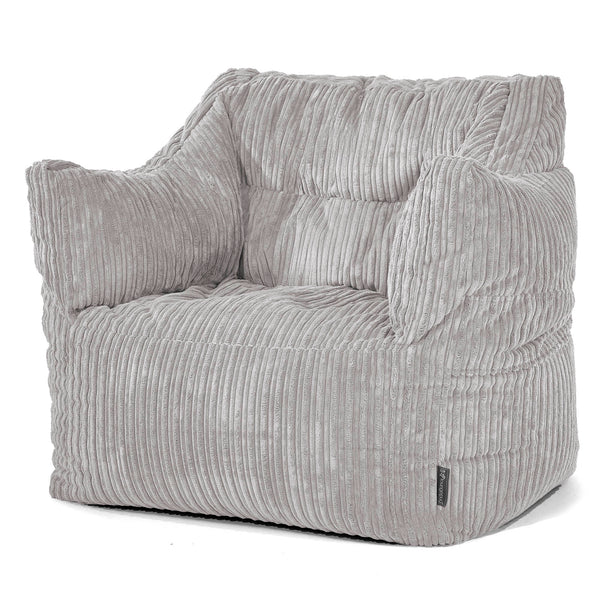 Sillón Puff Victor - Pana Clásica Gris Plata 01