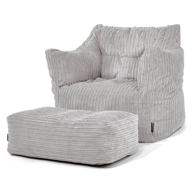 Sillón Puff Victor - Pana Clásica Gris Plata 02