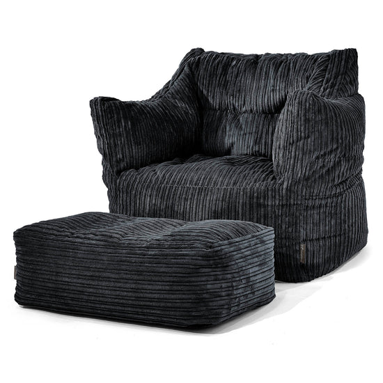 Sillón Puff Victor - Pana Clásica Negro 02
