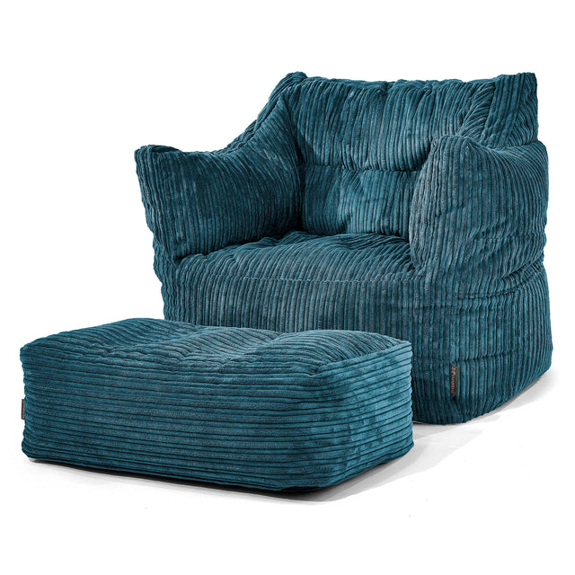 Sillón Puff Victor - Pana Clásica Turquesa 02