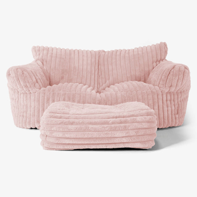 Puf Sofá Josephine - Pana de Felpa Ultra Rosa Empolvado 02