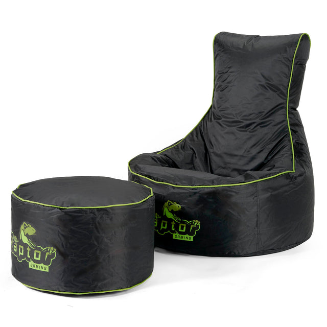 Puff Gaming Estilo Asiento de Coche - Negro / Verde 02