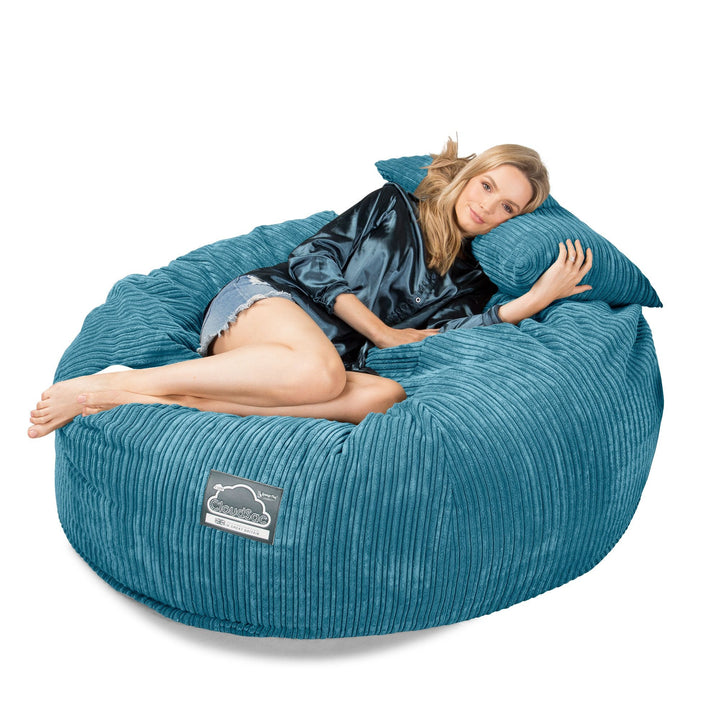 Lounge Pug, CloudSac 1010 XXL, Sofá Puf Viscoelástico XXL, Pana Clásica Egeo Azul