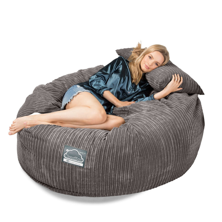 Lounge Pug, CloudSac 1010 XXL, Sofá Puf Viscoelástico XXL, Pana Clásica Grafito
