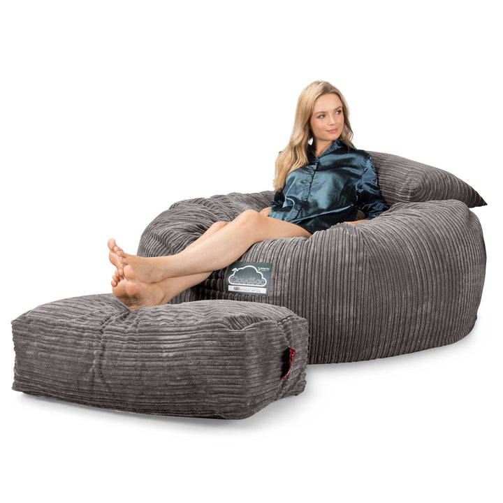Lounge Pug, CloudSac 1010 XXL, Sofá Puf Viscoelástico XXL, Pana Clásica Grafito