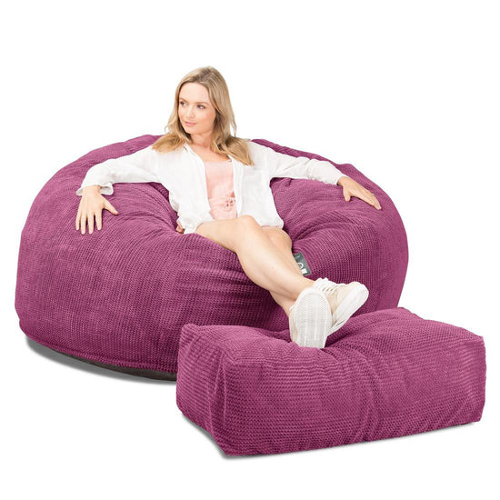 Lounge Pug, CloudSac 1010 XXL, Sofá Puf Viscoelástico XXL, Pompón Rosa