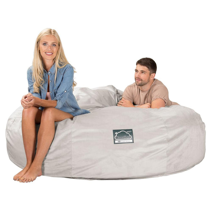 Lounge Pug, CloudSac 3000 XXL, Sofá Puf Viscoelástico King Sized, Terciopelo Plata