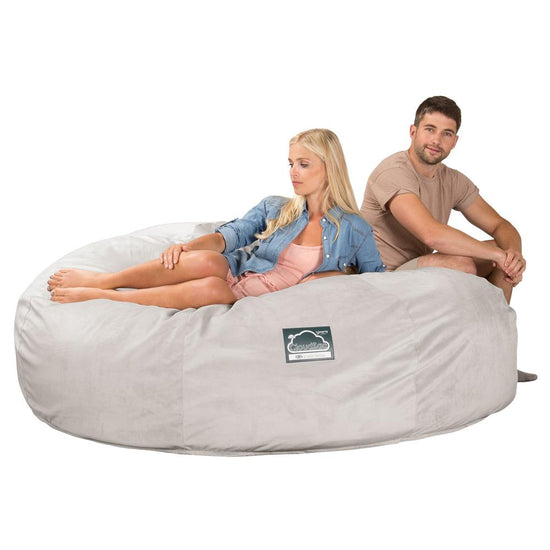 Lounge Pug, CloudSac 3000 XXL, Sofá Puf Viscoelástico King Sized, Terciopelo Plata
