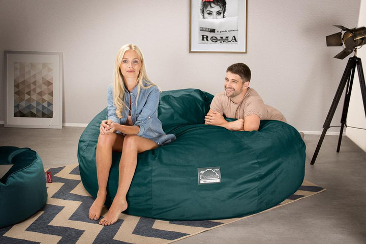 Lounge Pug, CloudSac 3000 XXL, Sofá Puf Viscoelástico King Sized, Terciopelo Turquesa