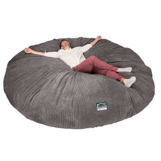 Lounge Pug, CloudSac 5000 XXXXXL, Sofá Puf Viscoelástico Titánico, Pana Clásica Grafito