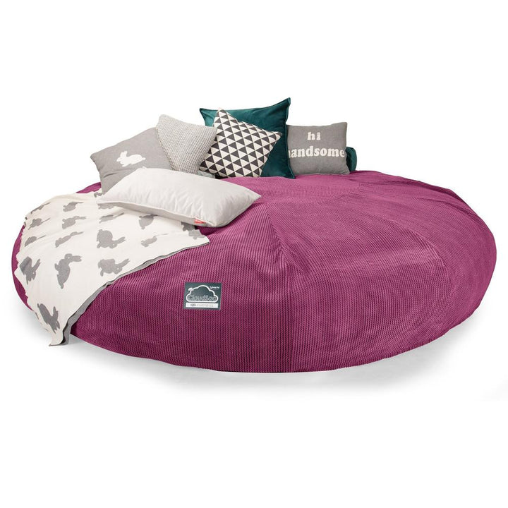 Lounge Pug, CloudSac 5000 XXXXXL, Sofá Puf Viscoelástico Titánico, Pompón Rosa