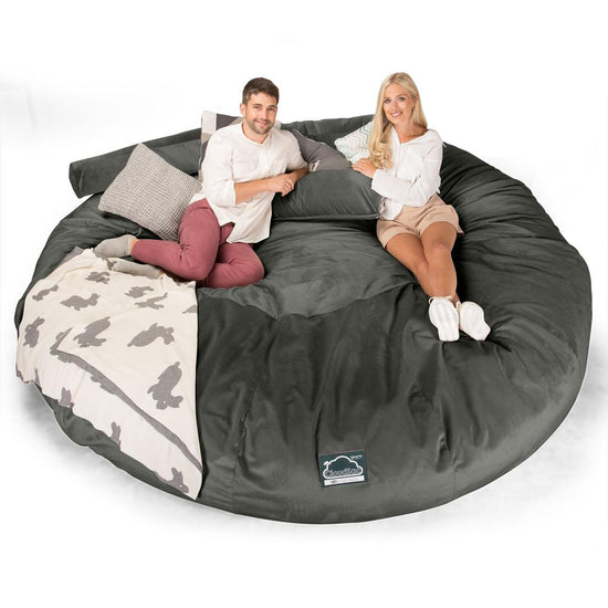 Lounge Pug, CloudSac 5000 XXXXXL, Sofá Puf Viscoelástico Titánico, Terciopelo Grafito