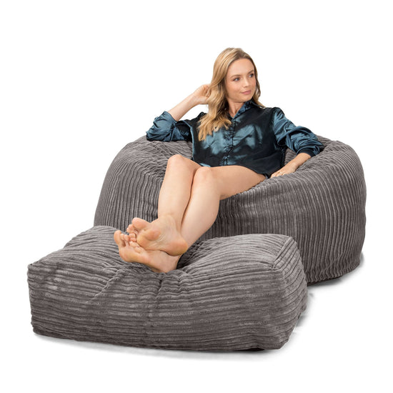 Lounge Pug, CloudSac 510 XL, Puf Viscoelástico Extra Grande, Pana Clásica Grafito