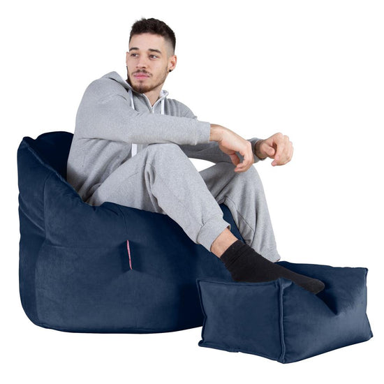 LOUNGE PUG, Puff Silla 'Abrazo', Terciopelo - Azul Marino