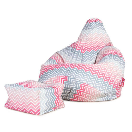 LOUNGE PUG - Escabel - Estampado Geométrico  Chevron Rosa