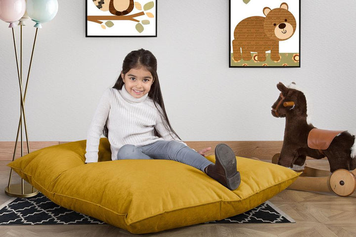 LOUNGE PUG, Puff Cama Junior, Terciopelo - Oro