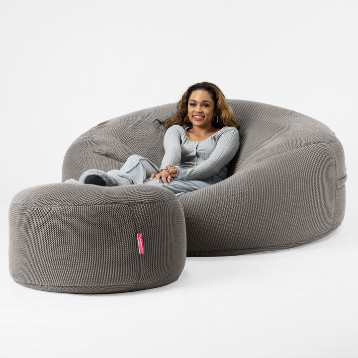LOUNGE PUG - Puff Gigante 'Mega-Mamut' - Ellos Punto Grueso Gris