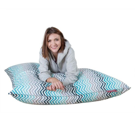 LOUNGE PUG - Puff Gigante Cama XL - Estampado Geométrico  Chevron Turque