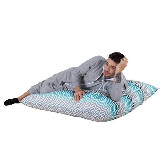 LOUNGE PUG - Puff Gigante Cama XL - Estampado Geométrico  Chevron Turque