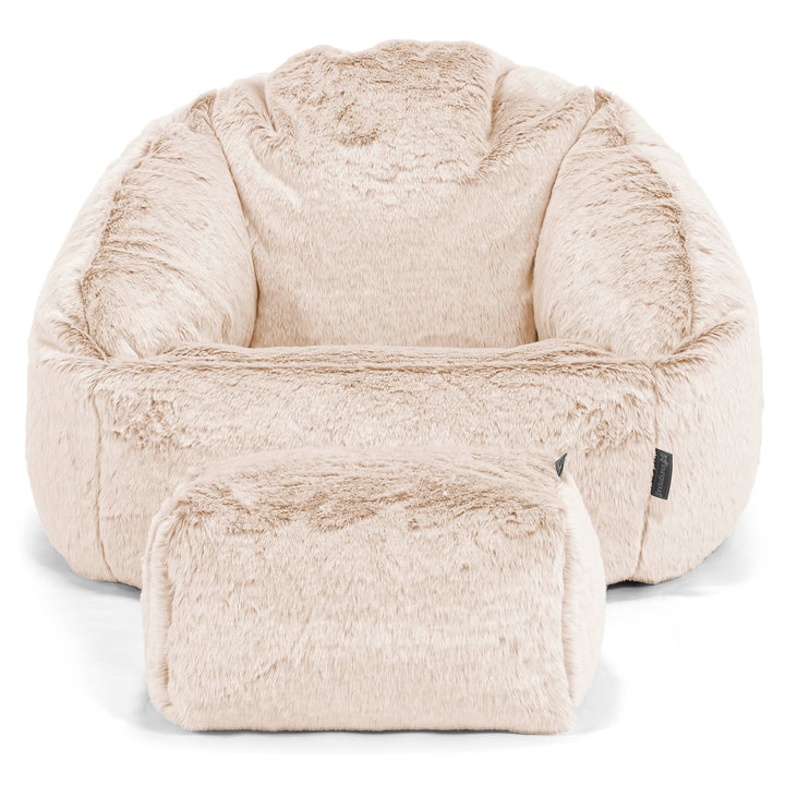 Puf Bubble - Piel de Conejo Sintética Blanco 02