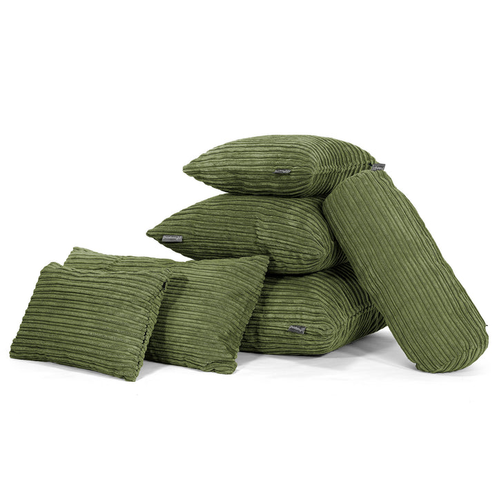Fundas de Almohada Gigante 40 x 80cm - Pana Clásica Bosque Verde 0