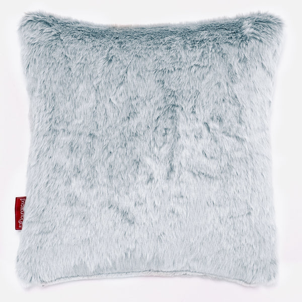 Cojín 47 x 47cm - Piel de Conejo Sintética Azul Empolvado 01