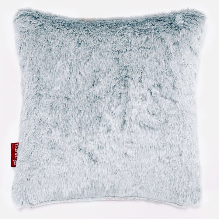 Cojín 47 x 47cm - Piel de Conejo Sintética Azul Empolvado 01