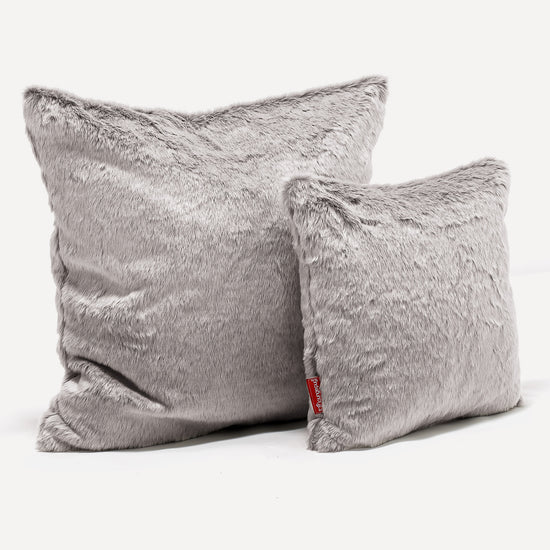 Cojín 47 x 47cm - Piel de Conejo Sintética Gris Claro 02
