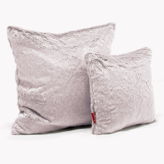 Cojín 47 x 47cm - Piel de Conejo Sintética Rosa Empolvado 02