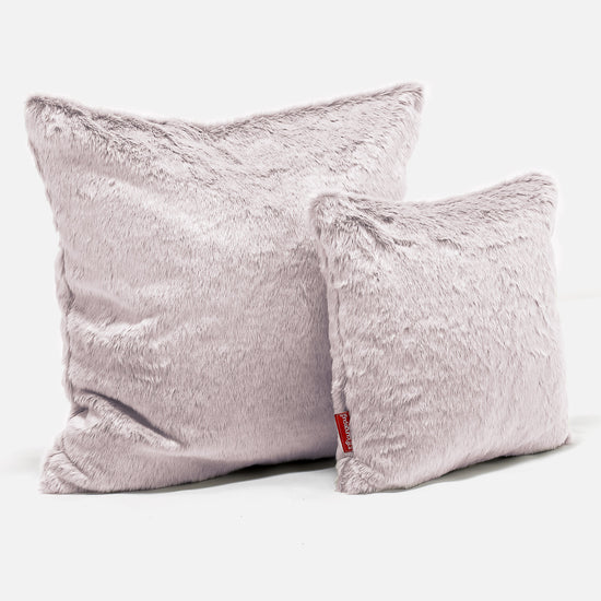 Cojín Extra Grande 70 x 70cm - Piel de Conejo Sintética Rosa Empolvado 02