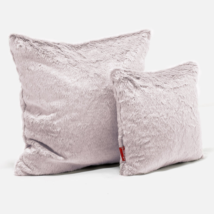 Cojín Extra Grande 70 x 70cm - Piel de Conejo Sintética Rosa Empolvado 02