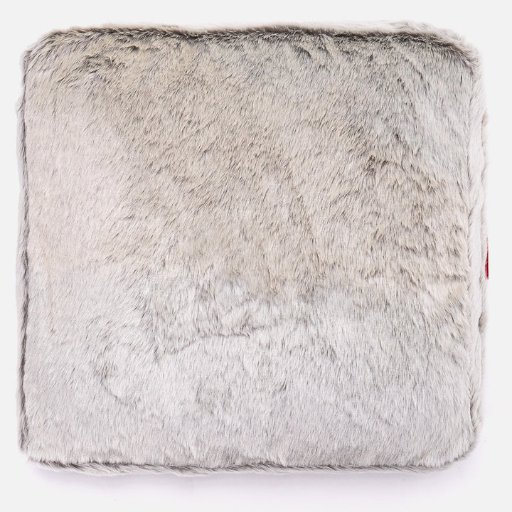 Cojín de Piso Grande - Piel de Conejo Sintética Gris Claro 03