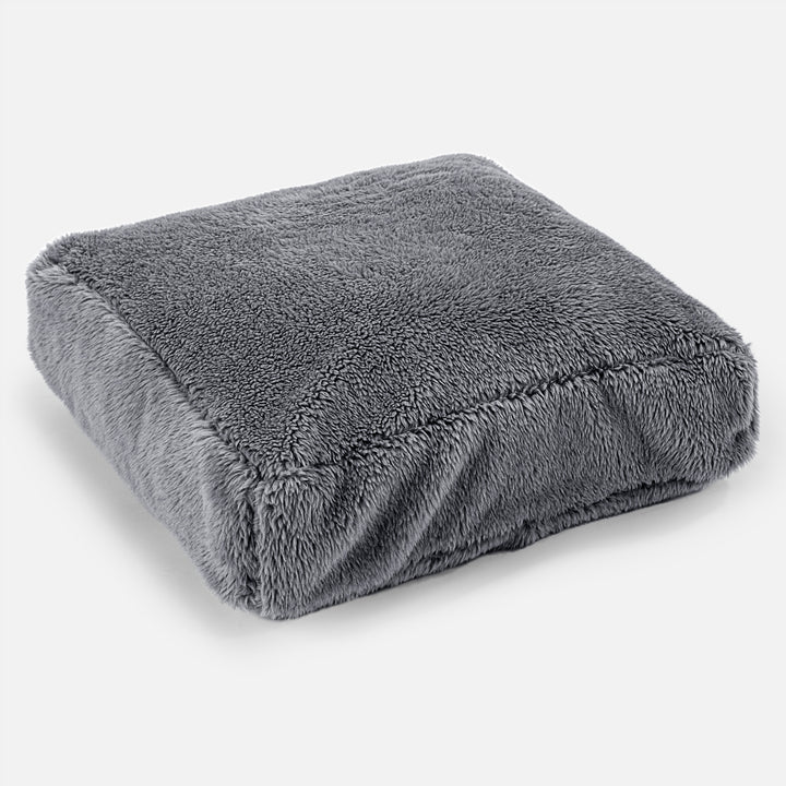Cojín de Piso Grande - Piel de Osito Sintética Gris oscuro 01