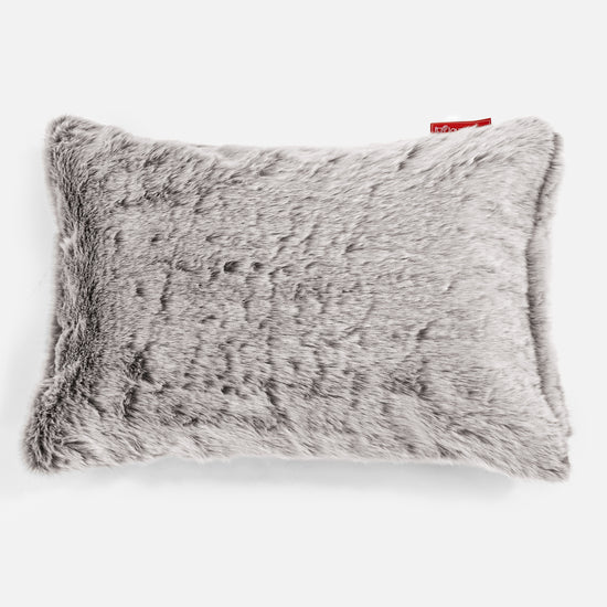 Cojín Rectangular 35 x 50cm - Piel de Conejo Sintética Gris Claro 01