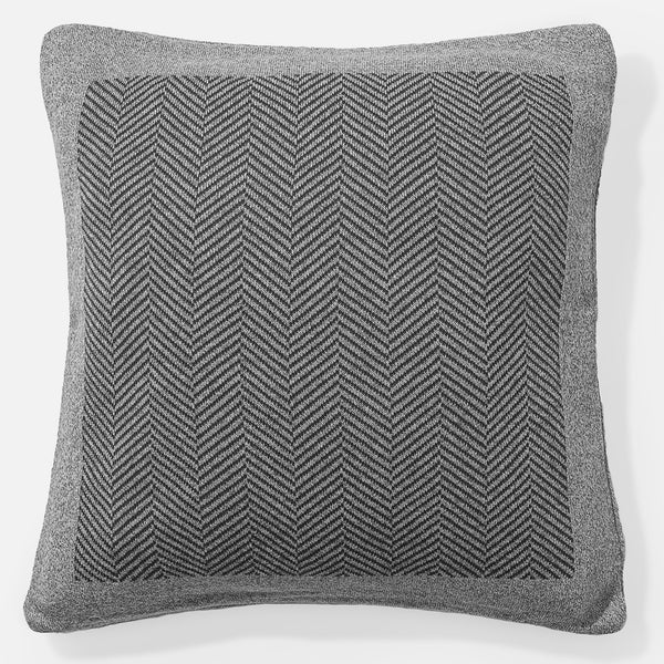Cojín 47 x 47cm - Algodón 100% Tejido de Espiga Patrón Gris 01