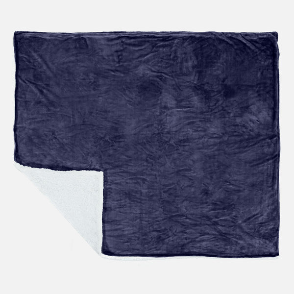 Manta Sherpa - Manta de Franela de Sherpa Azul oscuro 02