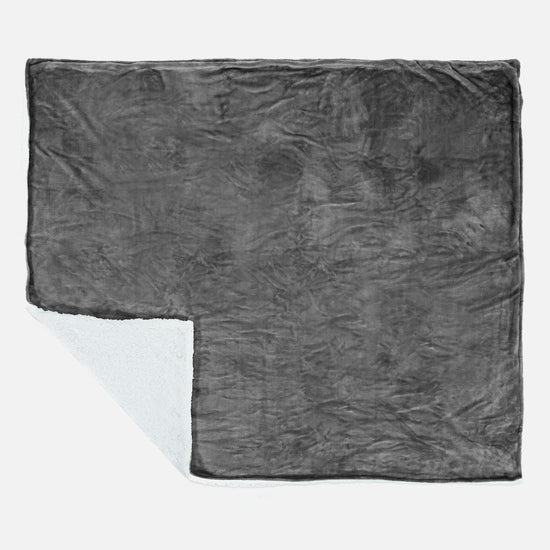 Manta Sherpa - Manta de Franela de Sherpa Gris 03