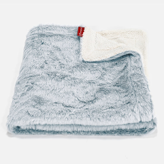 Manta de Sherpa - Piel de Conejo Sintética Azul Empolvado 01