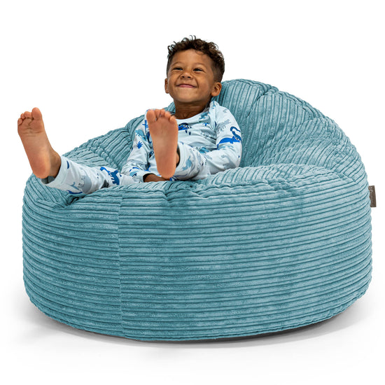 Puf Gigante Snuggle para Niños de 3 a 8 años - Pana Clásica Egeo Azul 01