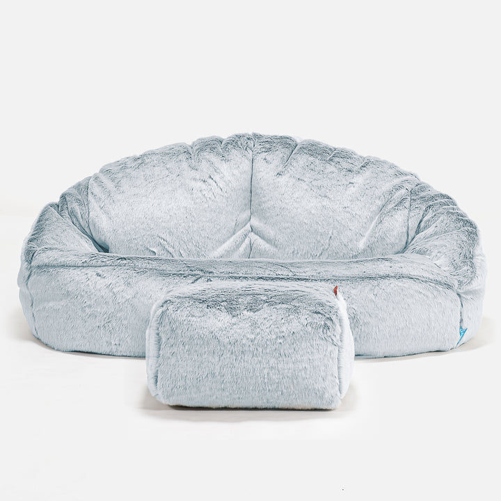 Puf Grande para Niños Bubble - Piel de Conejo Sintética Azul Empolvado 02