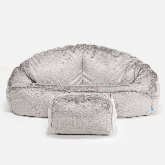 Puf Grande para Niños Bubble - Piel de Conejo Sintética Gris Claro 02