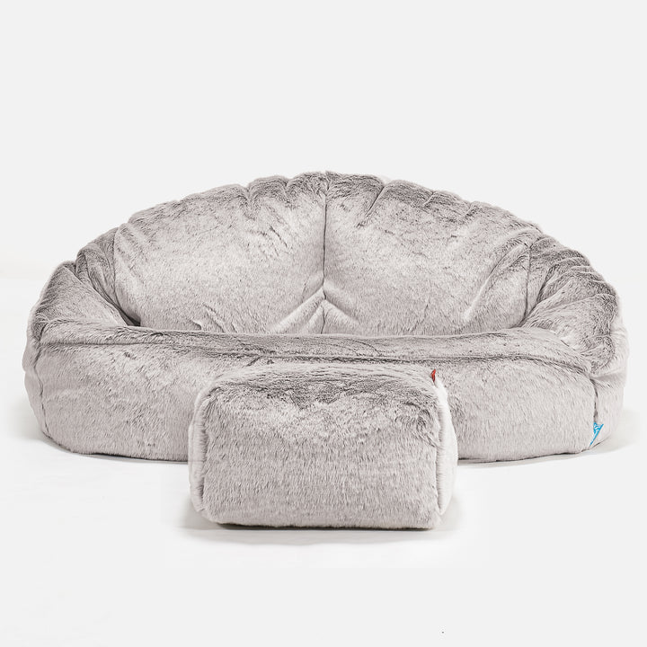 Puf Grande para Niños Bubble - Piel de Conejo Sintética Gris Claro 02